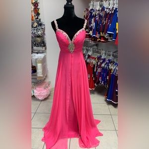 Size 00 Alyce Hot Pink Beaded Prom Pageant Homecoming Pageant Gown Dress NWT